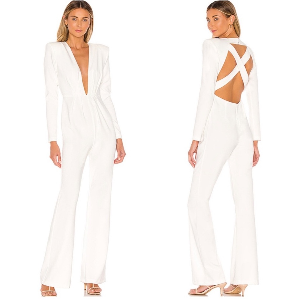 REVOLVE x Michael Costello Fior Jumpsuit Ivory size small bridal court wedding